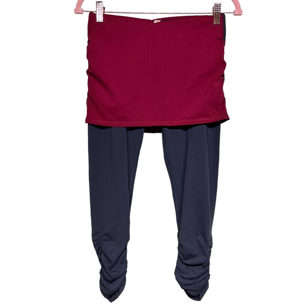 Lucy Pranayama Skirted Leggings Red/Gray Women's Size X-Small‎